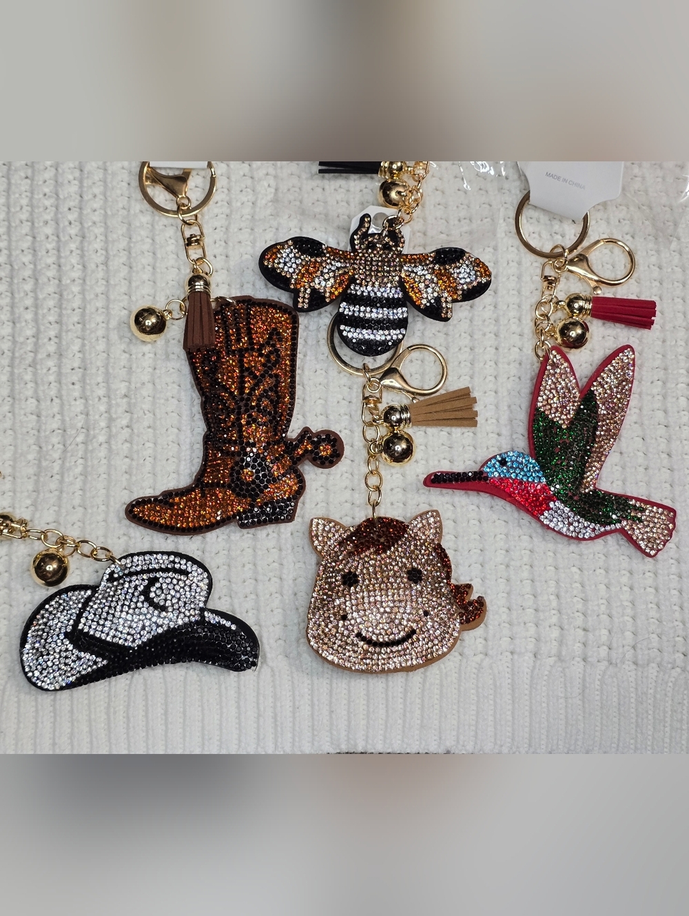 Rhinestone Statement Keychains or Bag Charms Western Animal - Picture 4 of 6